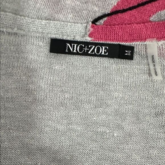 NIC + ZOE Hibiscus Linen Blend Side Tie Cardigan Sweater Size M - Picture 8 of 12